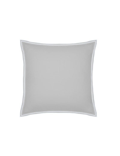 TAIE D'OREILLER | Pure White Percale Lavée - Light Grey  - Finition White