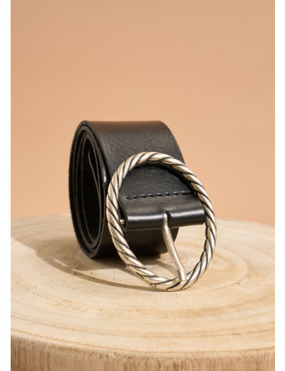 Ceinture boucle ronde effet torsadé