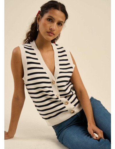 Gilet sans manches avec boutons bijoux