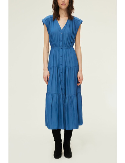 Robe longue unie à boutons - EMANE