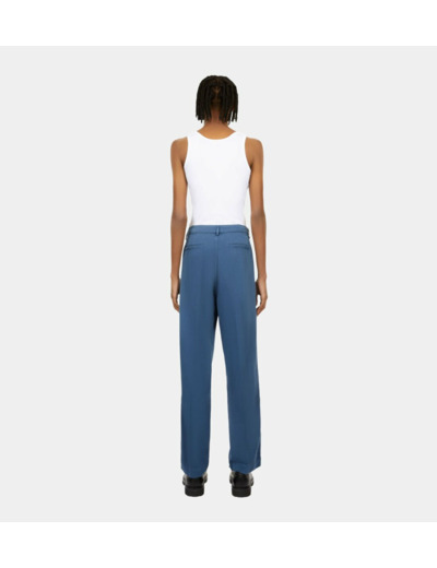 Pantalon Bleu Marine En Coton Et Lin Avec Pinces beige