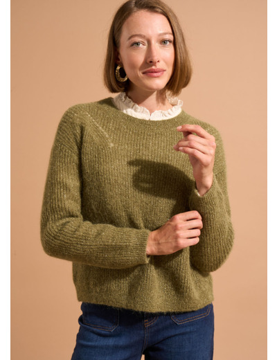 Pull col rond à détails brillants