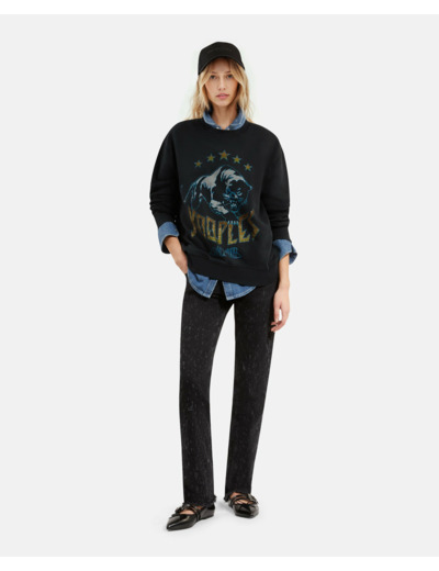 Sweat avec print devant black washed