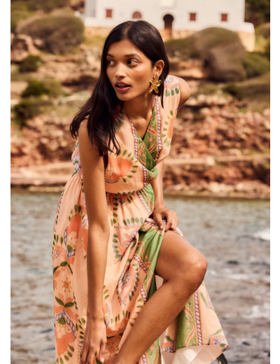 Robe longue imprimée sans manches