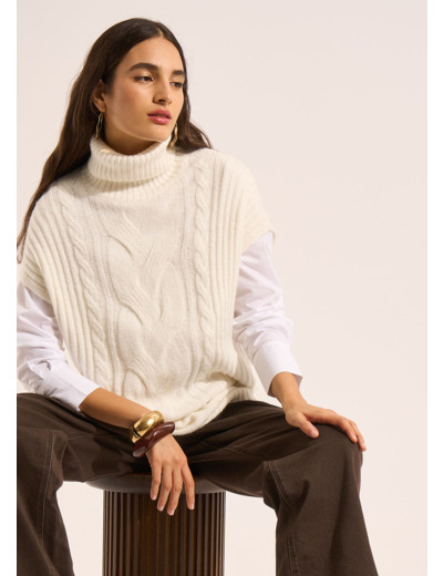 Pull sans manches col roulé