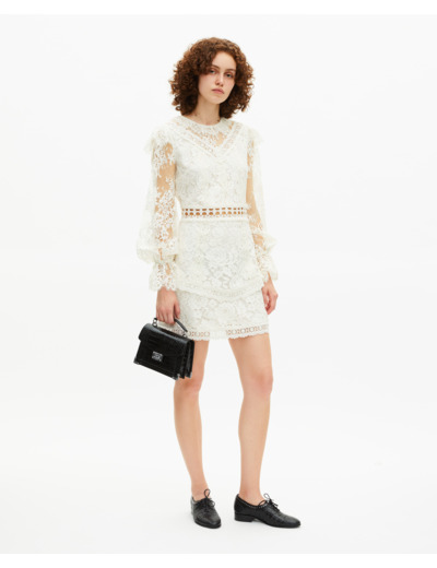 Robe courte en dentelle écrue white