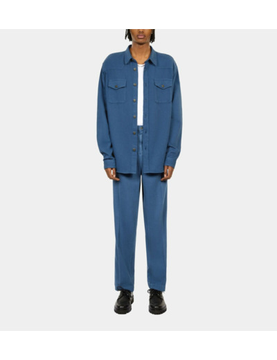 Chemise Bleue En Lin Et Coton middle navy