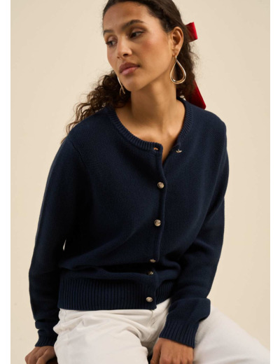 Gilet col rond à boutons bjoux