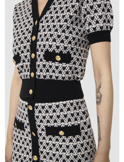 Gilet Gavril écru en coton en jacquard coeurs