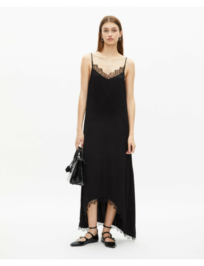 Robe nuisette longue jacquard noire black