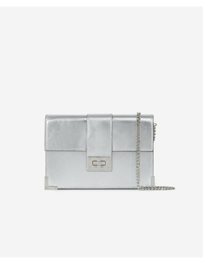 Pochette En Cuir Silver Shiny Taille Moyenne silver