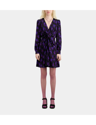 Robe Courte Nouee Manches Longues black /light pink / blue