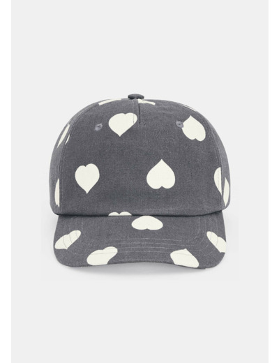 Casquette Carole grise imprimé coeurs