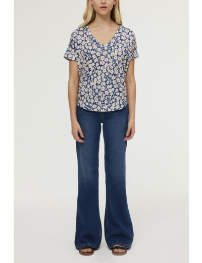 T-shirt col V à fleurs - MAILYNE