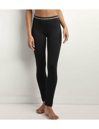 Legging femme sans couture en tissu côtelé Noir Dim Icons Seamless