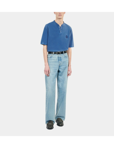 Polo en coton piqué bleu blue brut