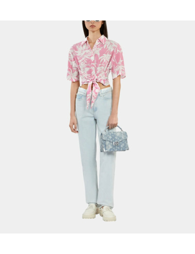Chemise Imprimée Manches Courtes pink-white