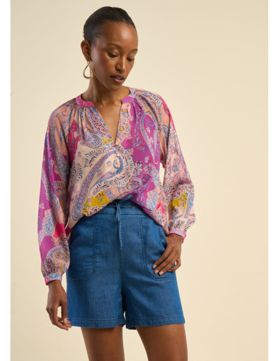 Blouse à imprimé multicolore