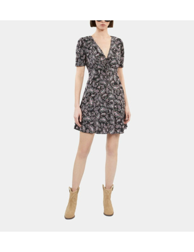 Robe Courte Imprimée Avec Boutonnage black / pink