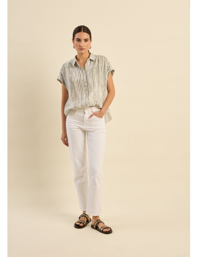 Jean droit taille haute cinq poches