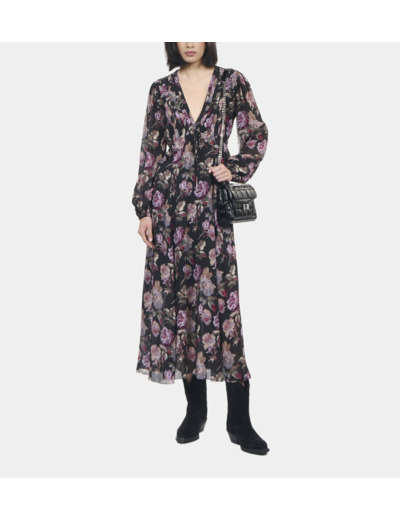 Robe longue imprimé fleuri black / purple