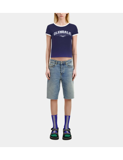 T-Shirt Manches Courtes Avec Print City washed navy
