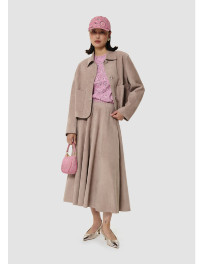 Jupe Jack grise en cuir velours