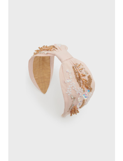 Serre-tête en tissu à perles et sequins - JULIETTE