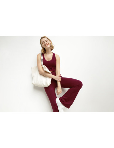 Pantalon de sport évasé pour femme en jersey souple Bordeaux Dim Move