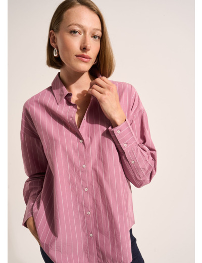 Chemise oversize en coton rayé à épaules tombantes