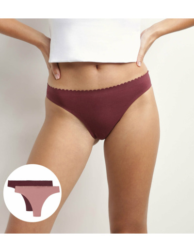 Lot de 2 tangas femme Rose et Rubis Body Touch Easy