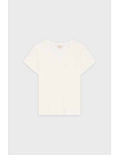 T-shirt V en lin - GUYLAINE