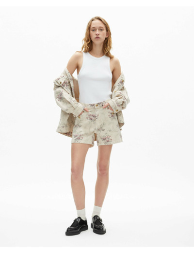 Short imprime beige taupe