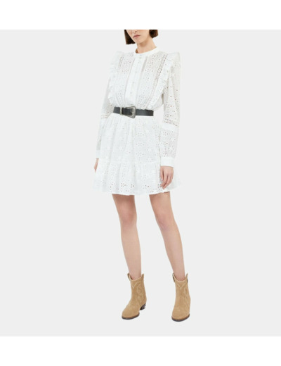 Robe Courte Blanche En Broderie Anglaise white