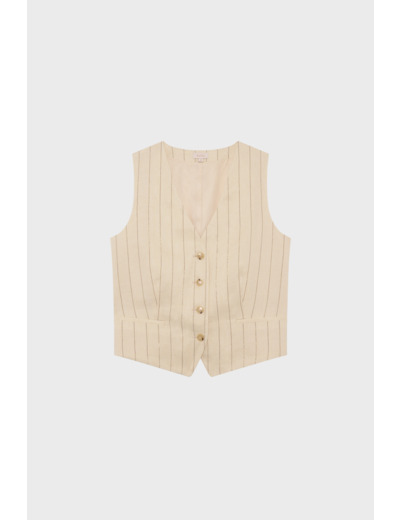 Gilet sans manche à fines rayures dorées - ROSENN