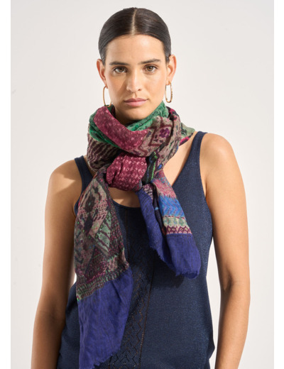 Foulard en laine avec motif montagne