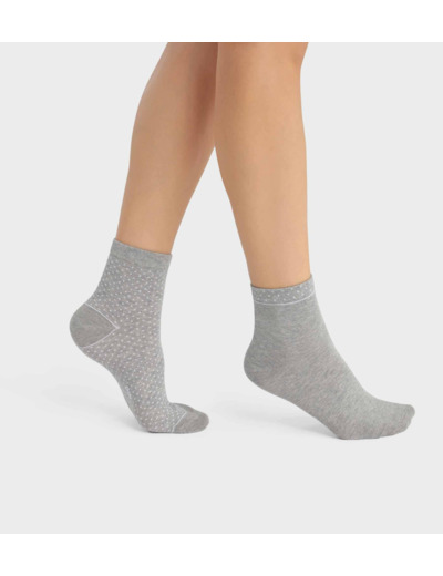 Lot de 2 paires de chaussettes femme en coton bio à pois Gris Dim Good