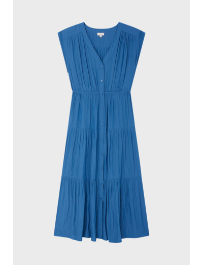 Robe longue unie à boutons - EMANE