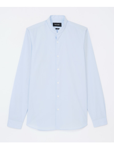 Chemise en popeline col officier bleu