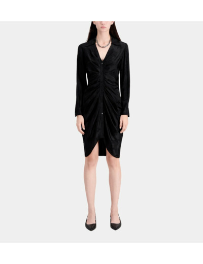 Robe Midi Boutonnee Drapee black