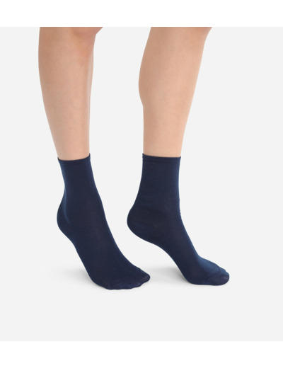 Lot de 2 paires de chaussettes femme Bleu Marine Coton Mercerisé