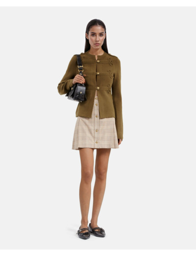 Cardigan details brandebourg kaki