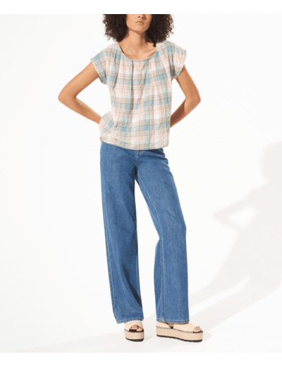 Blouse carreau rose
