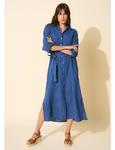 Robe midi chemise en lin