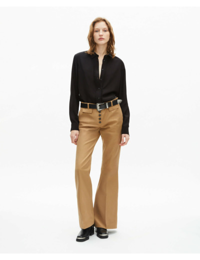 Chemise a manches longues en soie black