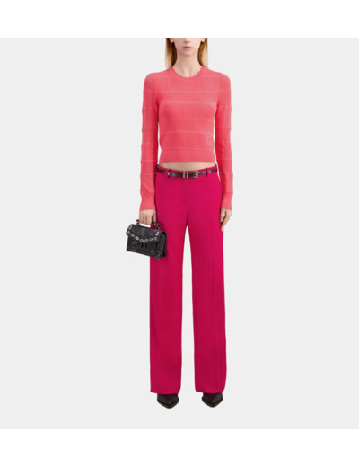 Pull Fuchsia En Maille Ajourée retro pink