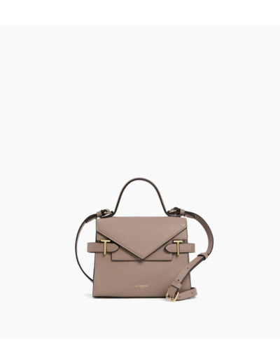 Petit sac à main double rabat Emilie en cuir grainé