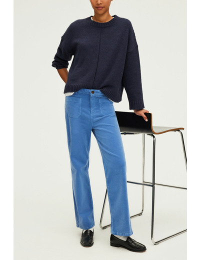Pantalon droit en velours ciel - NANETTE
