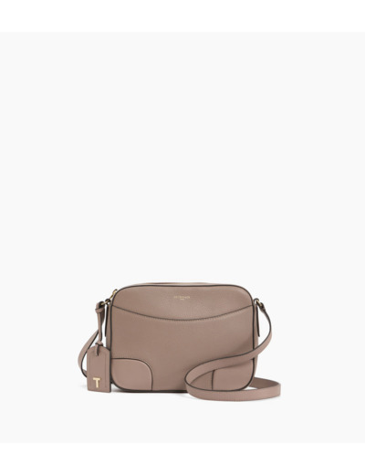 Sac bandoulière moyen modèle Romy en cuir grainé et lisse
