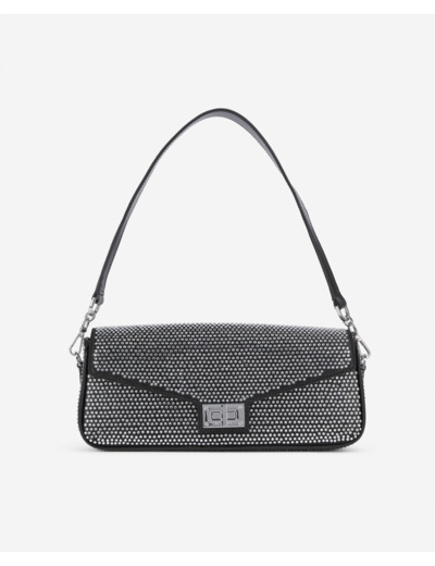 Pochette Avec Strass En Fibre Nylon Noire black